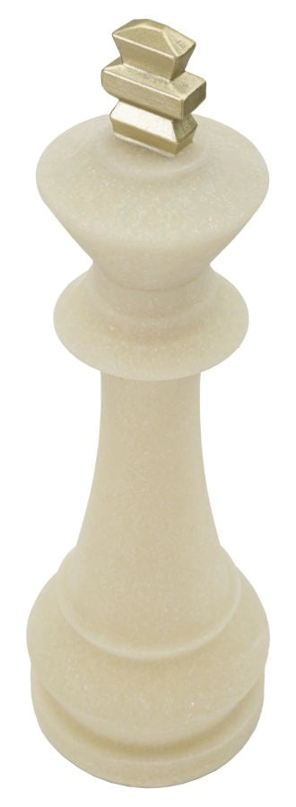 Decorazione Re Quarzy Ø13x41 cm in Resina Bianco e Oro