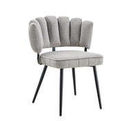 Set tavolo da pranzo e sedie con 1 tavolo rotondo e 4 sedie; 2 ripiani; in tessuto; MDF e metallo grigio noce e nero