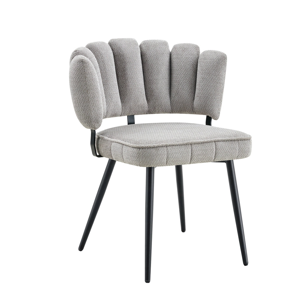 Set tavolo da pranzo e sedie con 1 tavolo rotondo e 4 sedie; 2 ripiani; in tessuto; MDF e metallo grigio noce e nero