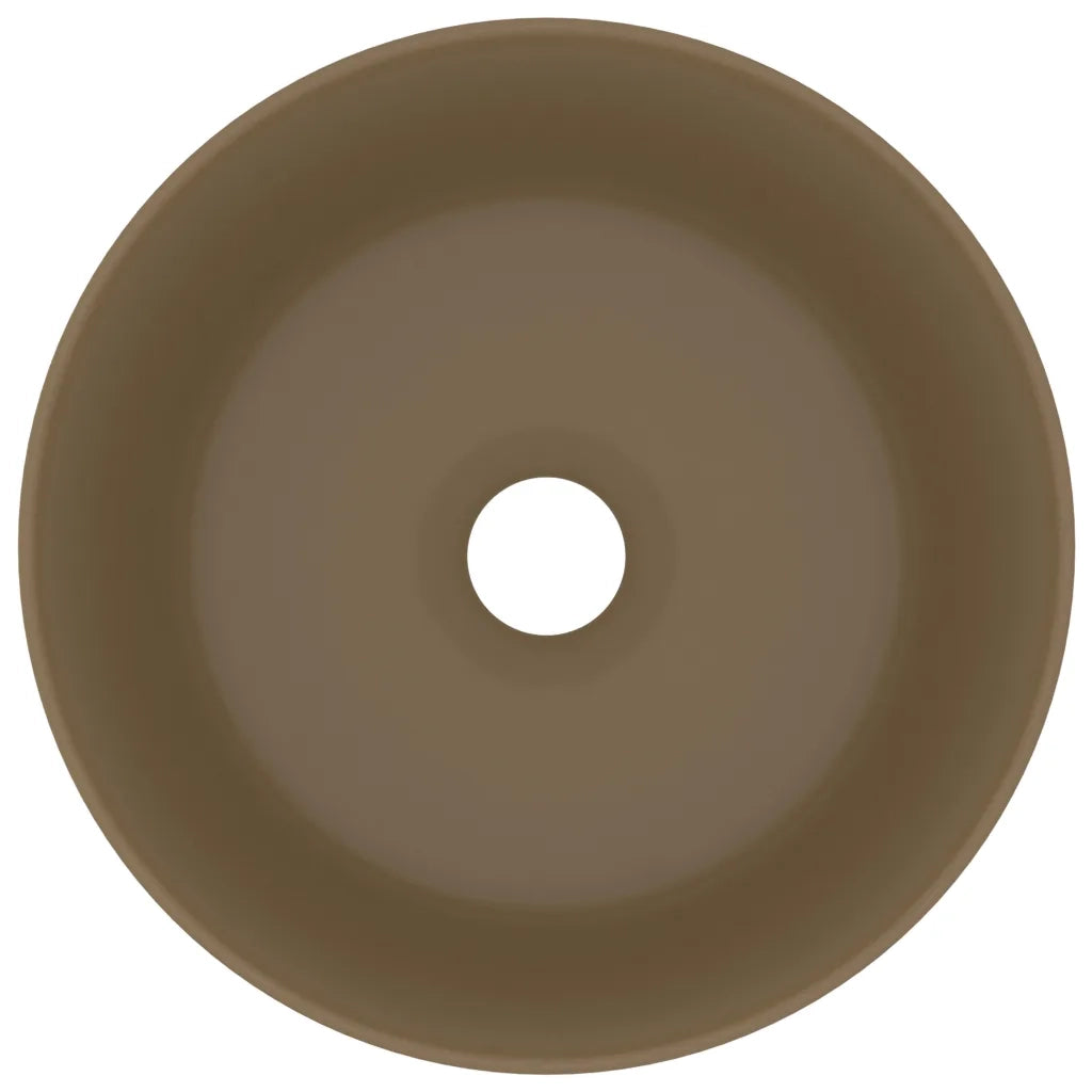 Lavandino Lusso Rotondo Crema Opaco 40x15 cm in Ceramica