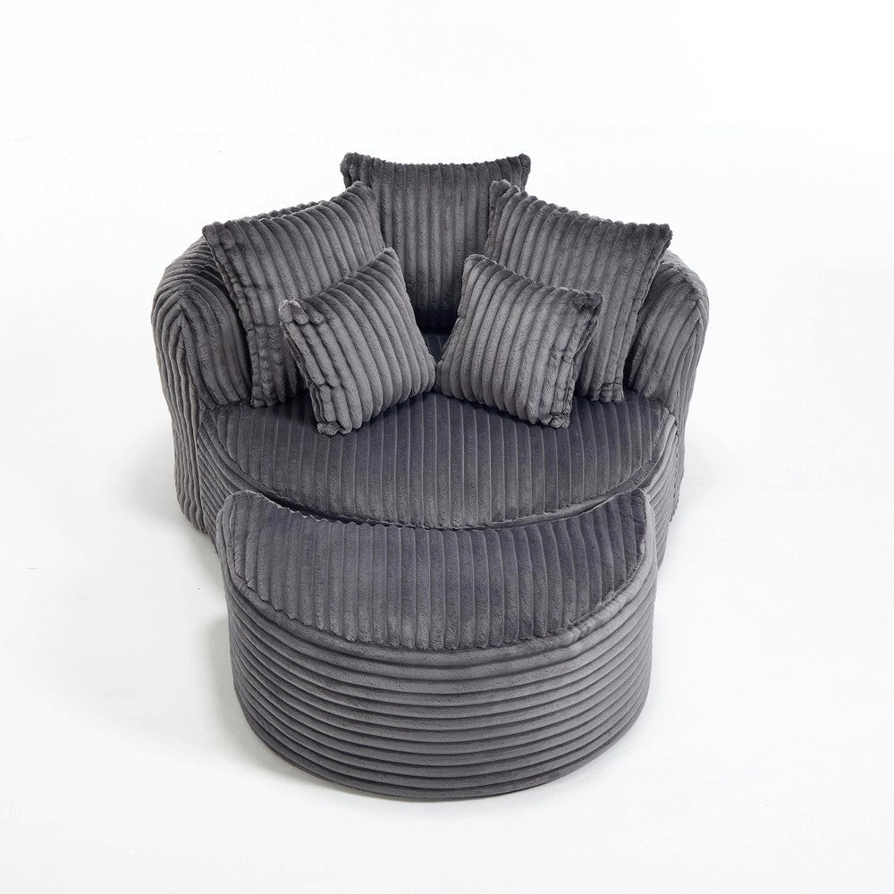 Divano letto ¨C Minimal ¨C Tessuto, 140x200cm, grigio, con pouf