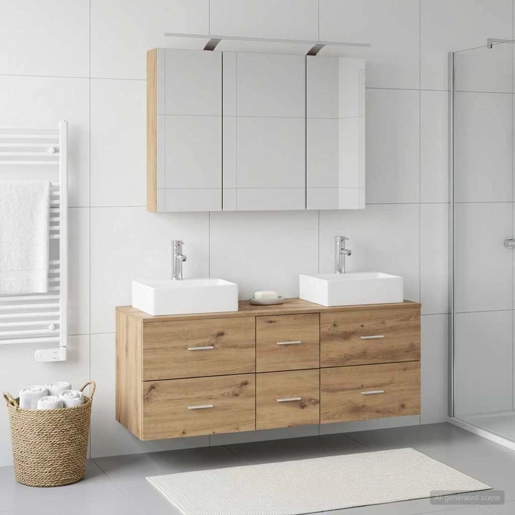 Set di mobili per il bagno 4 pz Rovere Artigianale 3406822