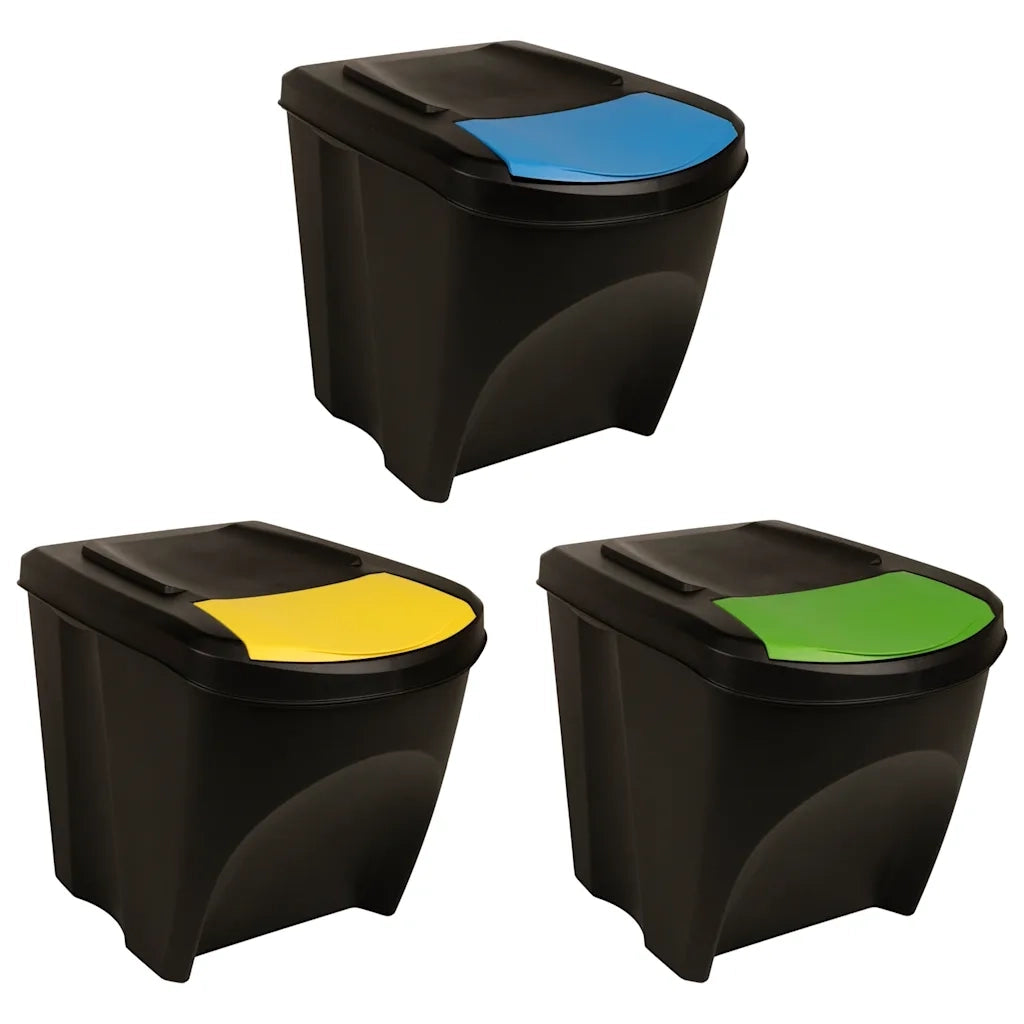 Cestini per Rifiuti Impilabili 3 pz Antracite 75 L  cod mxl 49717