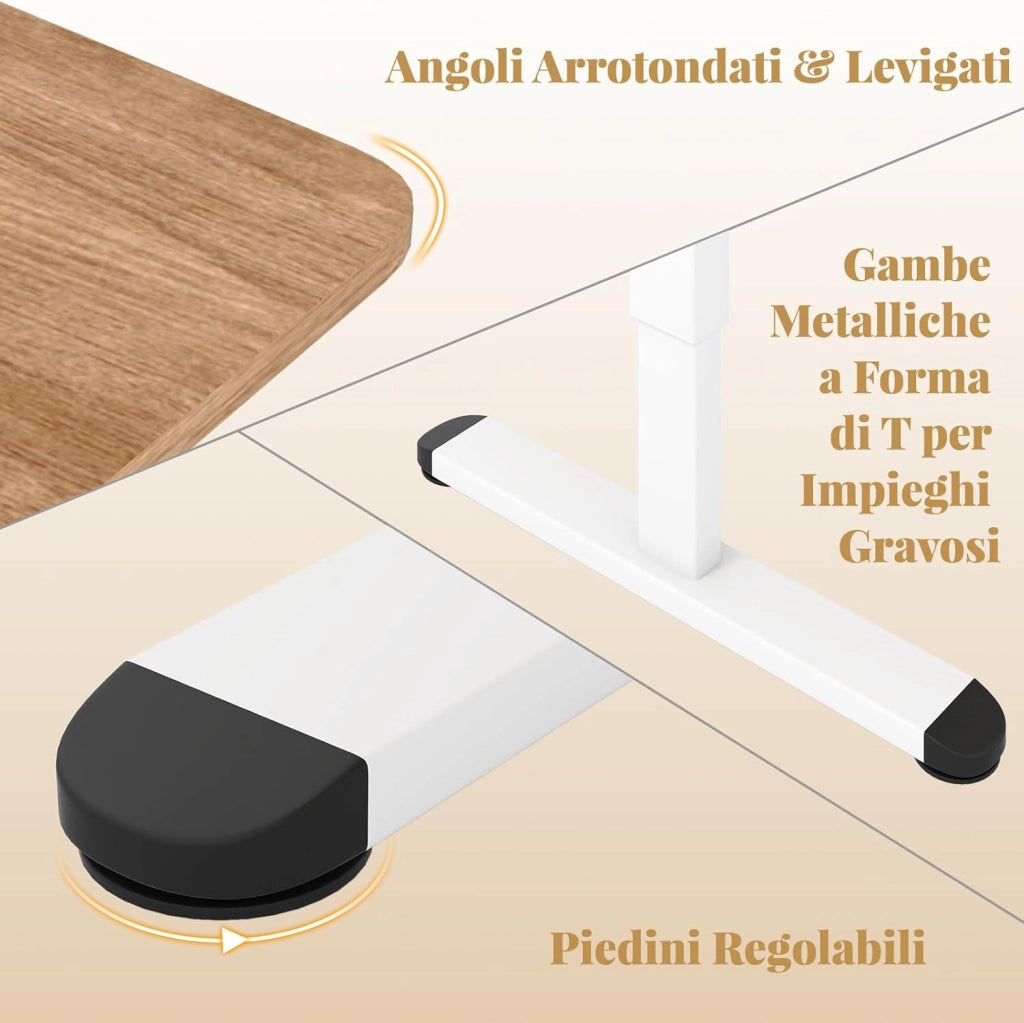 Scrivania Elettrica Regolabile in Altezza 140 x 70 cm, Scrivania per Computer con Memoria delle Altezze, Foro per Cavi, Design Anti-Collisione, Ideale per Ufficio e Casa (Legno Chiaro)