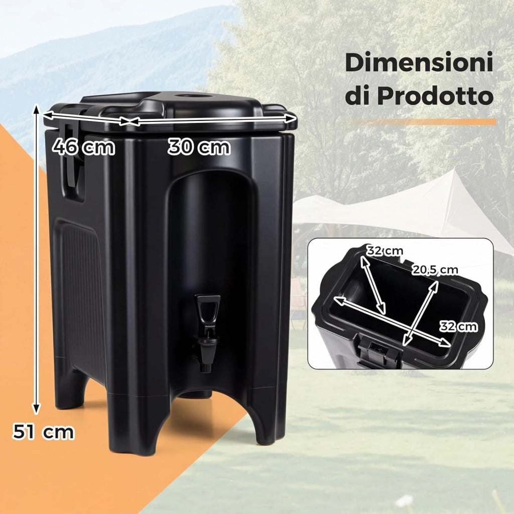 Distributore di Bevande Isolato da 16,5 L, Contenitore Isotermico per Distribuzione Bevande Calde e Fredde con Rubinetto e Maniglia, per Tè, Caffè e Acqua, per Bar, Buffet e Festa