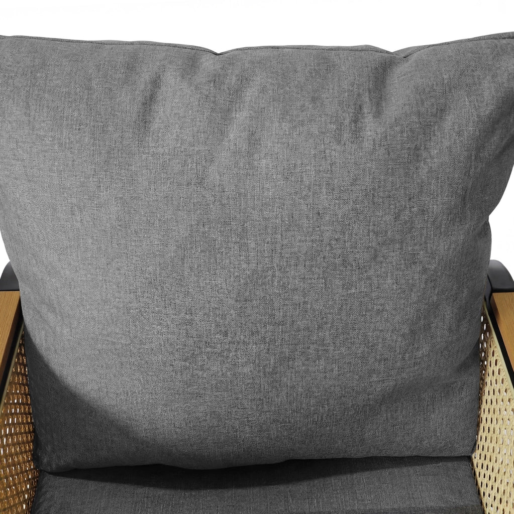 Set da pranzo da giardino 1 tavolo e 6 sedie; 148x80x75 cm; nero e naturale