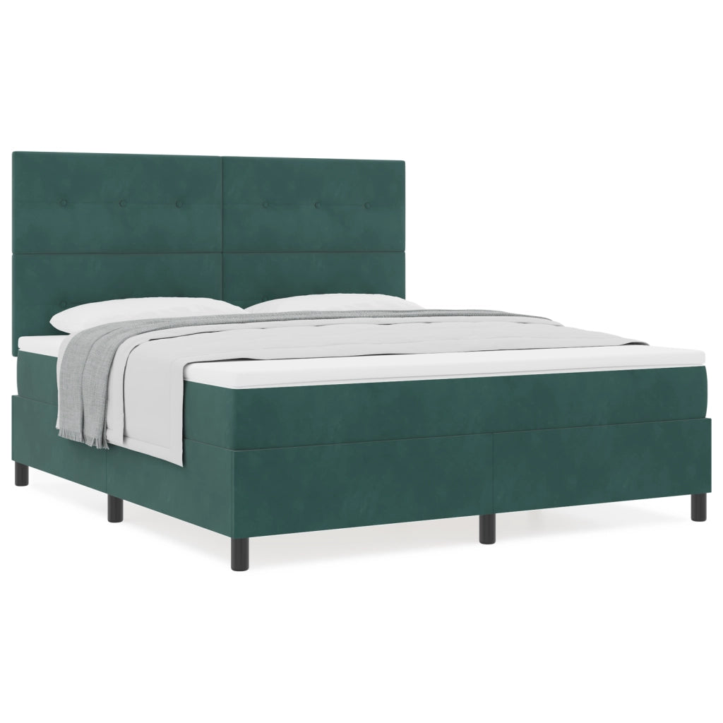 Letto con Box Spring e Materasso Verde Scuro Super King Velluto