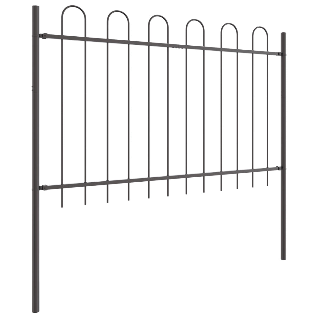 Recinzione da Giardino  con Parte Superiore a Ghianda Grigia 1,7x1,2 m in Acciaio