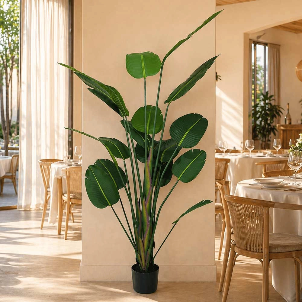 Strelitzia Artificiale con vaso pianta finta realistica decorativa h 180 cm
