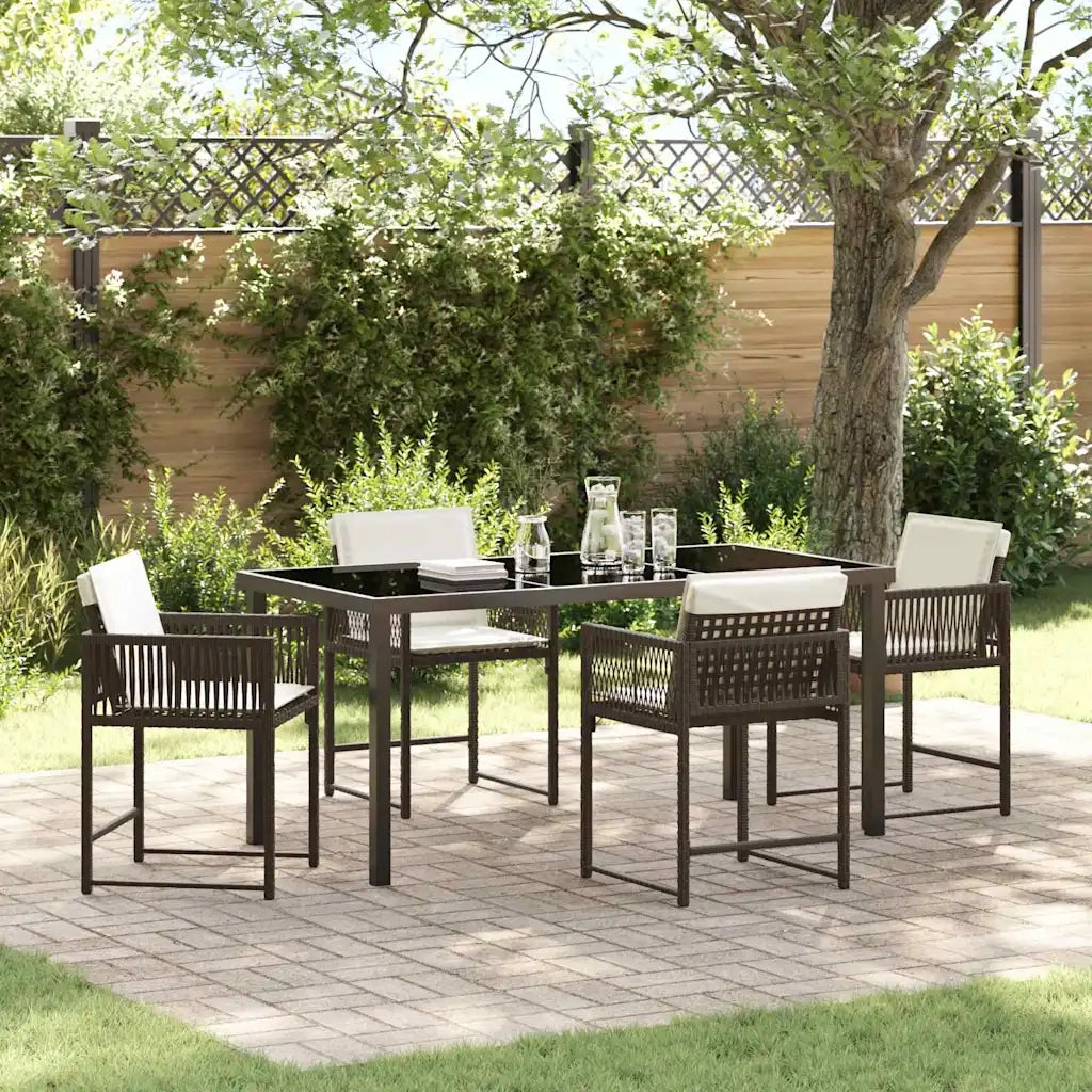 Set da Pranzo per Giardino 5 pcs Marrone polyrattan 3380755