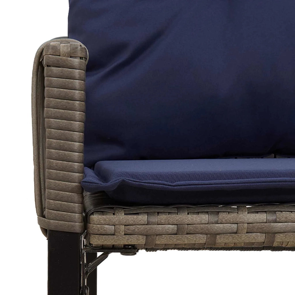 Set di Mobili da Esterno 7 pz | Set Salotto da Giardino Grigio e Blu Navy polyrattan