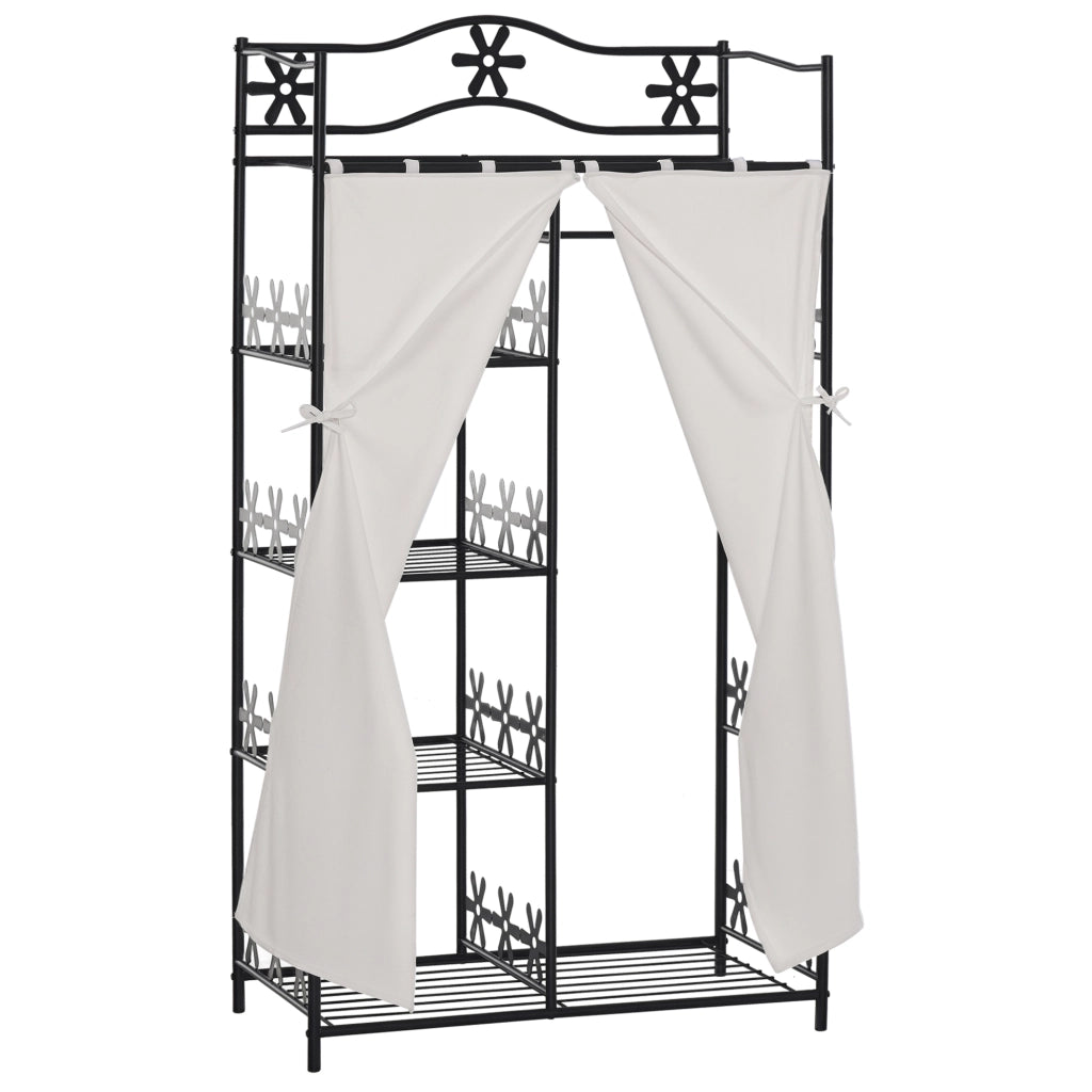 Armadio Guardaroba con Ripiani e Appendiabiti ¨C Zephmum ¨C Nero Bianco 84x42x159 cm