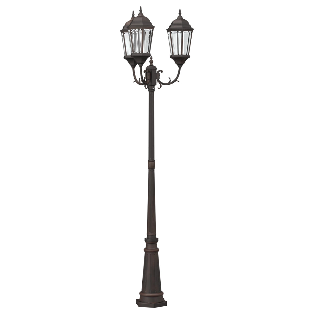 Palo da Giardino con 3 Lampade E27 Bronzo 235 cm Alluminio