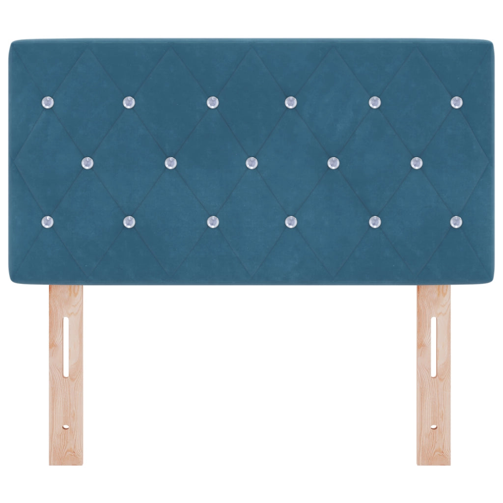 Testiera  con bottoni in cristallo imbottita blu scuro 80 cm in velluto