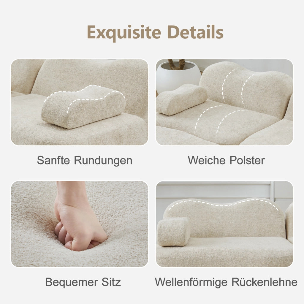 DIVANO modulare 3 posti in velluto beige