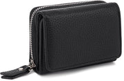 Portafoglio Bifacciale in Pelle per Donne, Piccola Borsa di Denaro per Donne, Piccola Borsa Portafoglio con Molti Ripiani, Nero, 10*8*4, Moderno