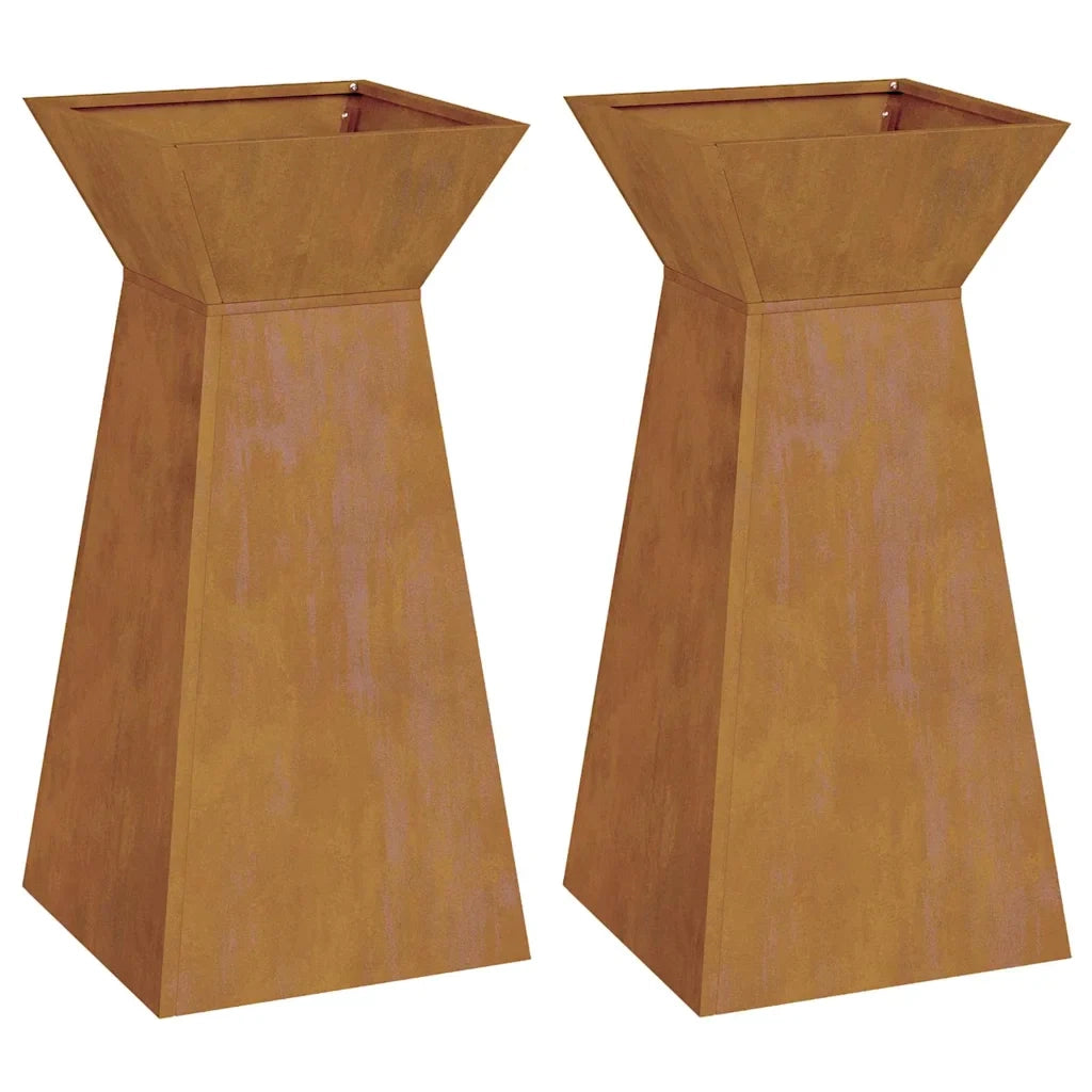 Set di 2 fioriere a colonna da esterno dal design contemporaneo 35 x 35 x 73 cm materiale argento 02_0052409