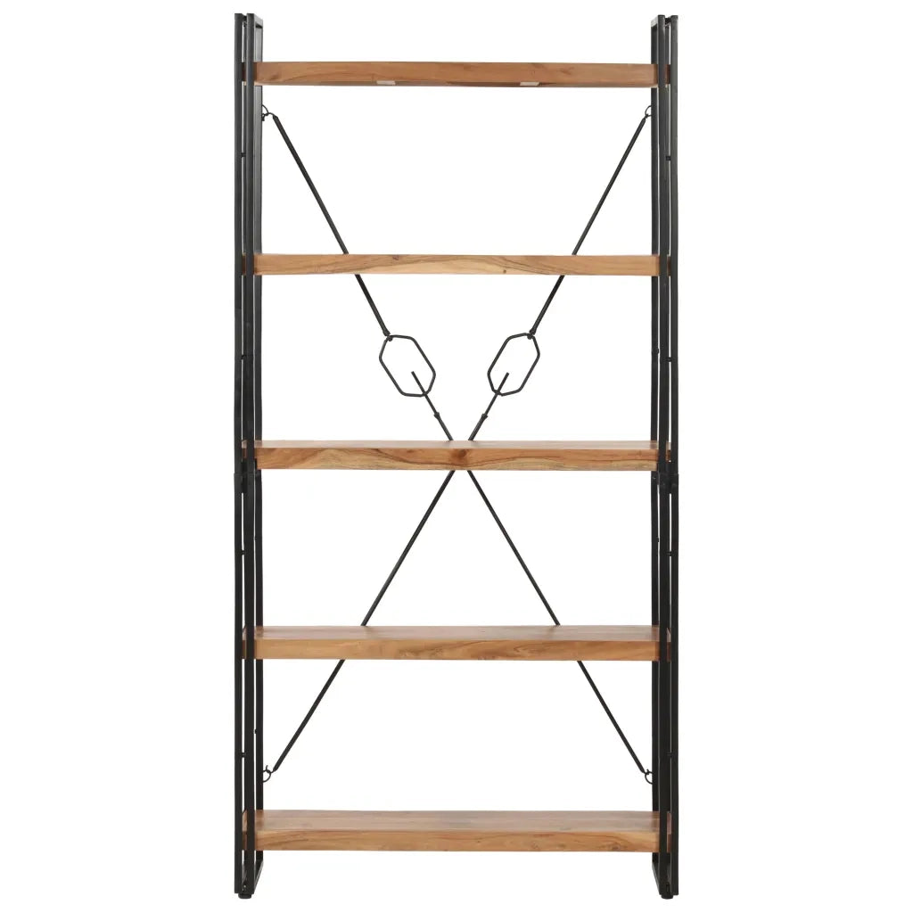 Libreria a 5 Ripiani-Scaffale per Libri-Mobile di Stoccaggio 90x30x180 cm in Legno Massello di Acacia