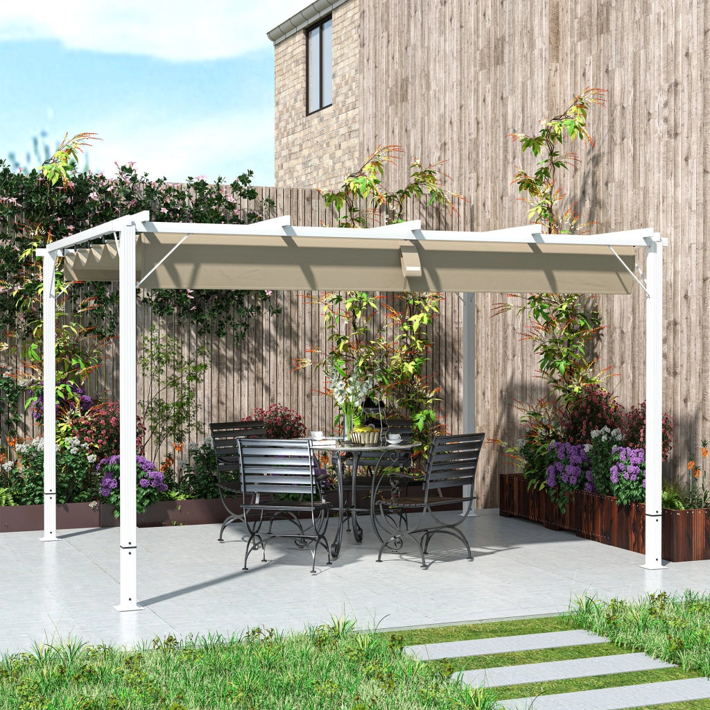 Pergola da giardino ¨C zephmum ¨C alluminio, bianco, 3x4m, toit r¨¦tractable