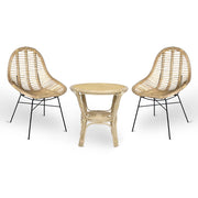 Set di 2 sedie Bety in legno di bambu con gambe in ferro e 1 tavolino in bambu