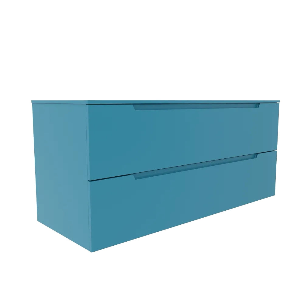 Mobile bagno sospeso 120cm dusk blue due cassetti soft-close con top | Bako