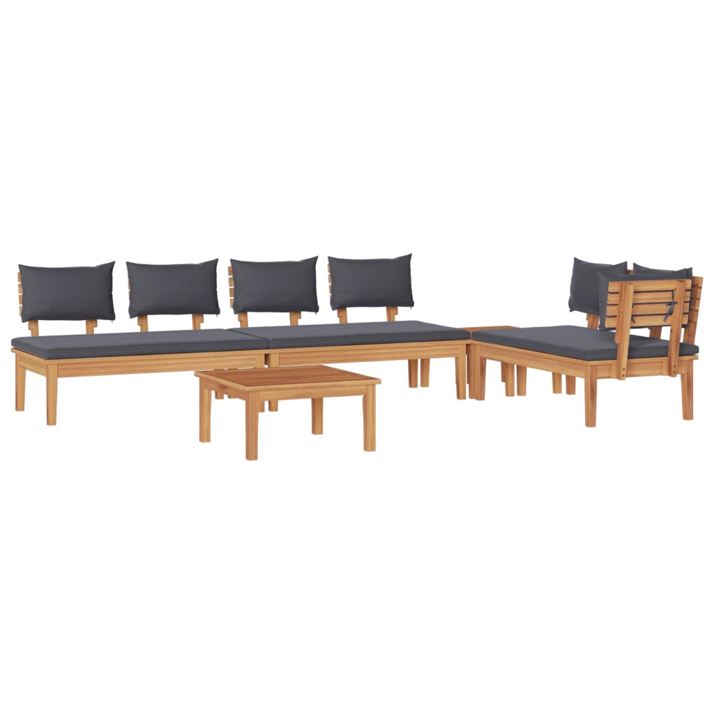 Set da Pranzo Giardino  5 Pezzi con Cuscini in Legno Massello di Teak