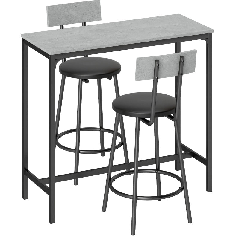 Set tavolo bar con 2 sgabelli imbottiti grigio