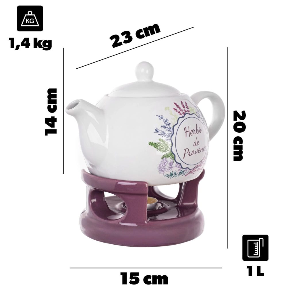 Teiera KADAX con scaldavivande, 1 litro, in ceramica, ideale come regalo.