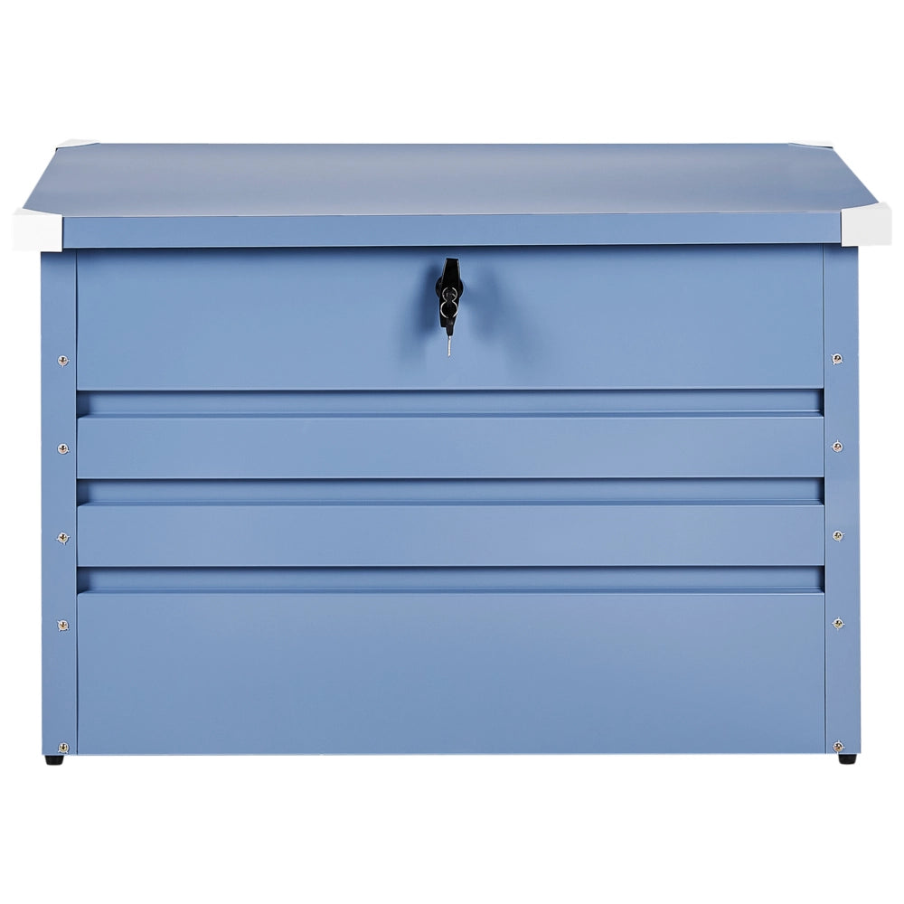 Cassapanca da esterno in acciaio zincato blu 100 x 62 cm giardino stile industriale