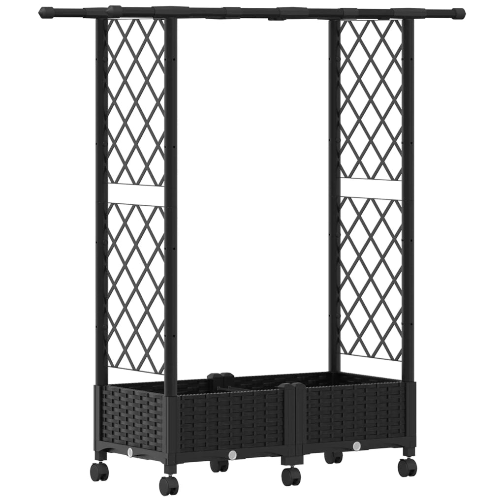 Letto Rialzato con Griglia e Tetto Nero 122,5 x 40 x 127 cm PP 3423026