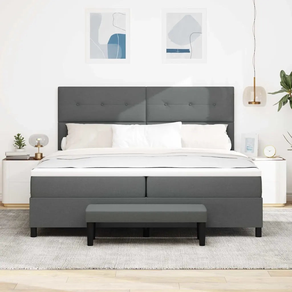 Letto a molle con materasso Grigio scuro 200 x 200 cm Tessuto 3344094