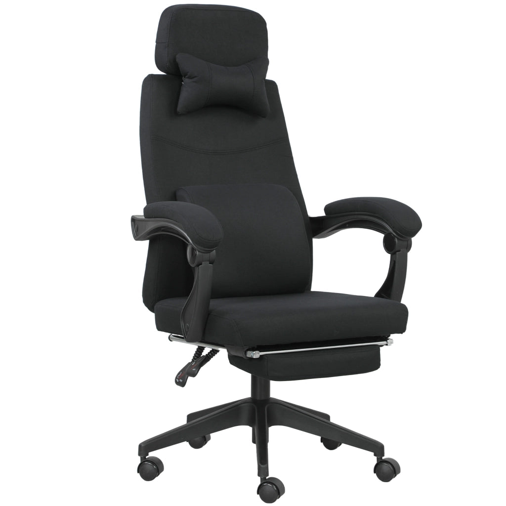 Sedia da ufficio reclinabile con poggiapiedi e rotelle ¨C zephmum ¨C nero 62x68x127 cm