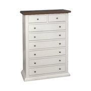 Cassettiera 8 cassetti in legno shabby bianco e noce 87x40x125 - Mobili 2G
