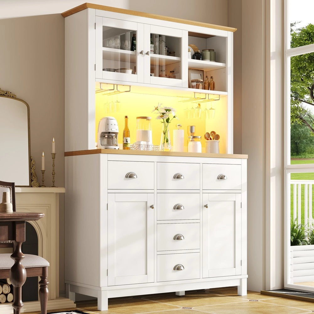 Credenza con LED ¨C Xylo ¨C Verde/Bianco, 4 Ante, 104x40x180cm