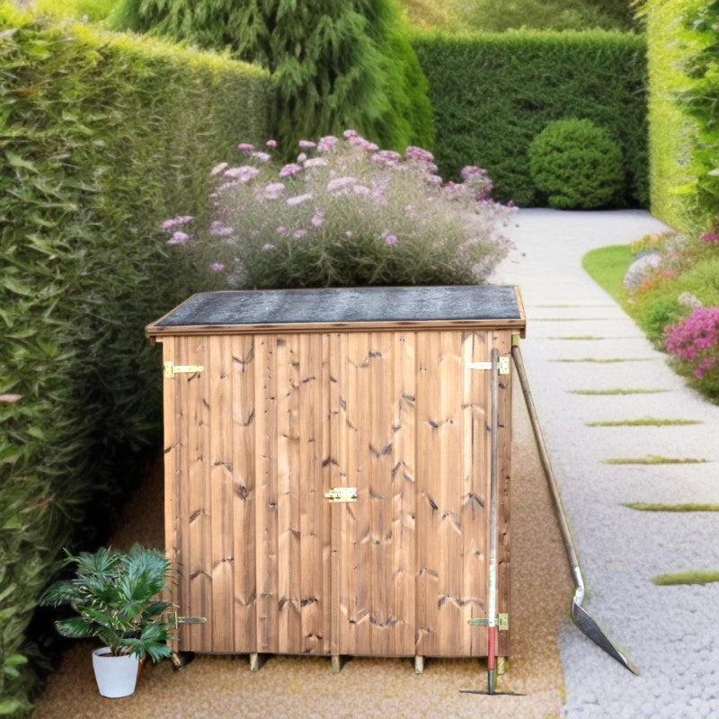 Casetta da giardino in legno termo-trattato 19 mm 163x72 cm – ripostiglio compatto con pavimento e 2 ripiani – THE1708.01N Foresta