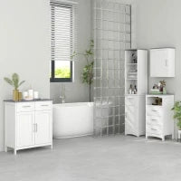 kleankin Mobiletto Bagno con 2 Ante, 2 Cassetti e Ripiano Regolabile, in MDF, 68x33x76cm