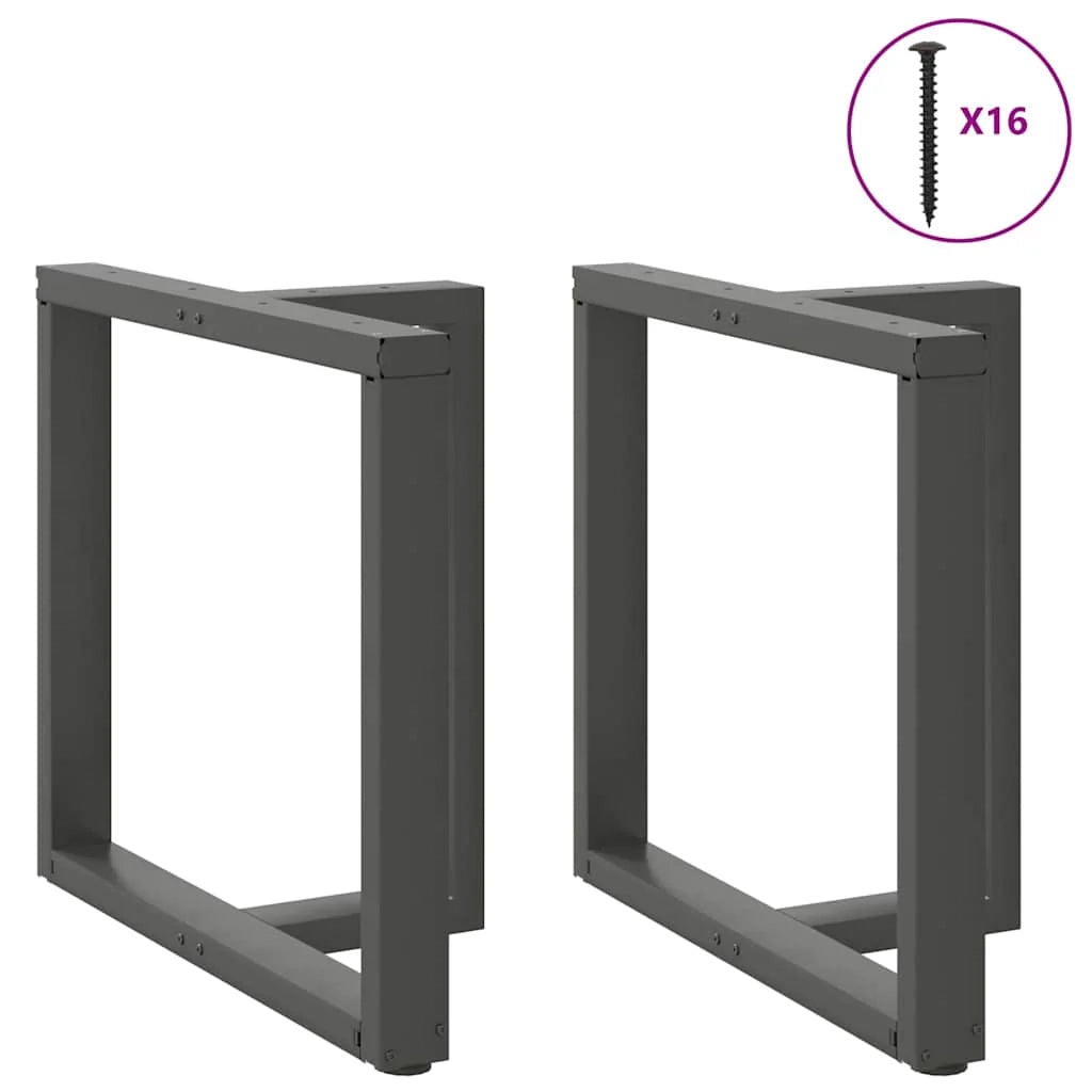 Set di 2 gambe per tavolo da pranzo a forma di T 80 x 35 x 72 cm con piedini regolabili design moderno acciaio antracite 02_0057328