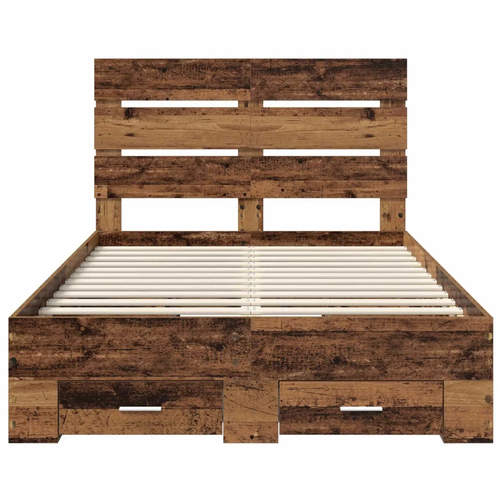 Struttura del letto con cassetto-Giroletto con contenitore-Rete del Letto Legno vecchio 120 x 190 cm 706624