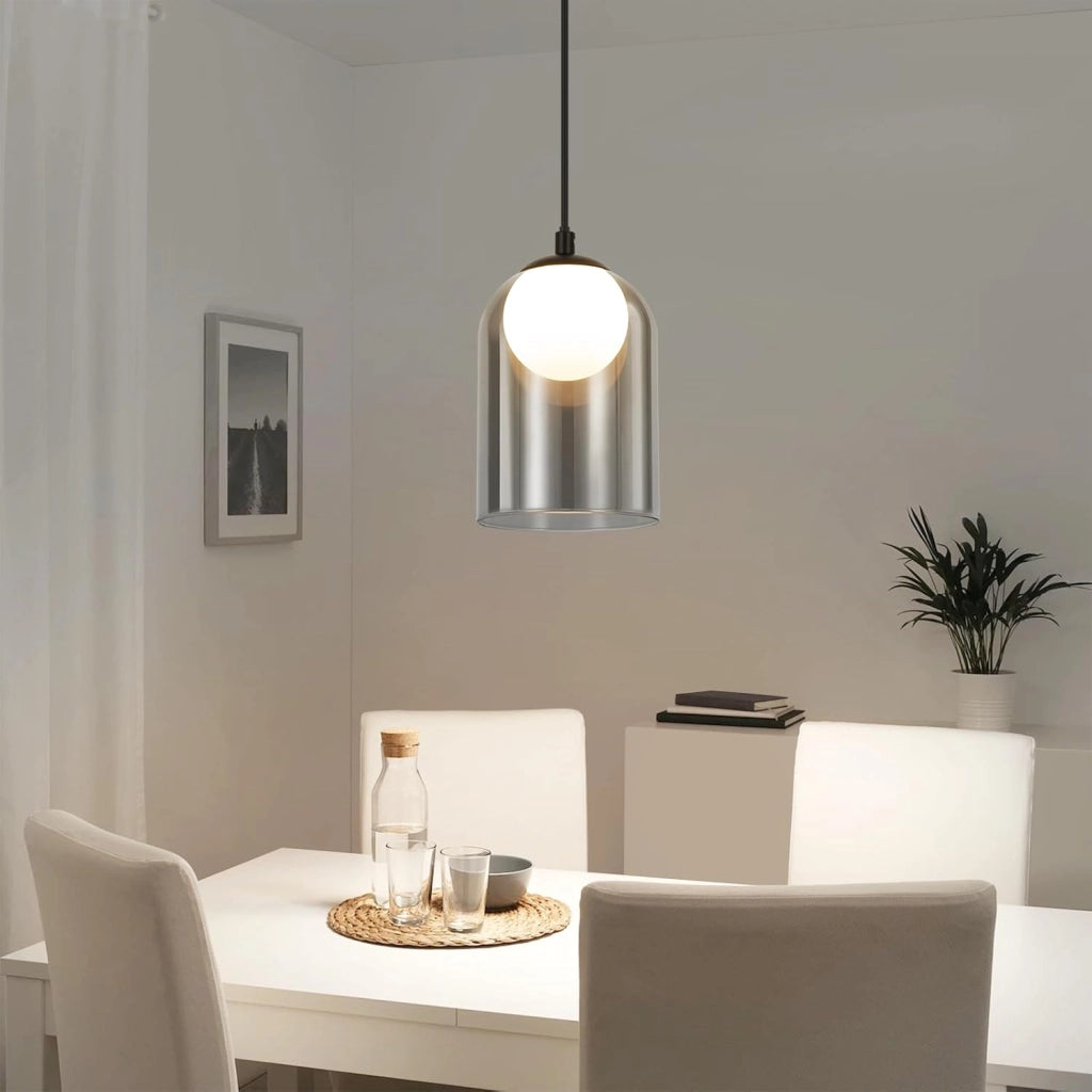 Lampada a sospensione ZMH per sala da pranzo nera 1 fiamma G9 in vetro vintage per camera da letto