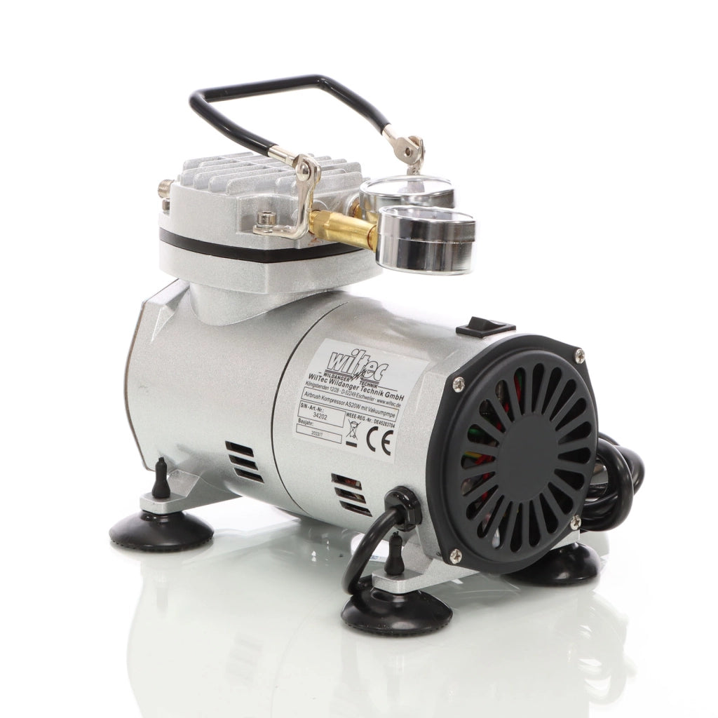 Compressore per aerografo AS20W, 1 cilindro, 4 bar, funzione di pompa per vuoto