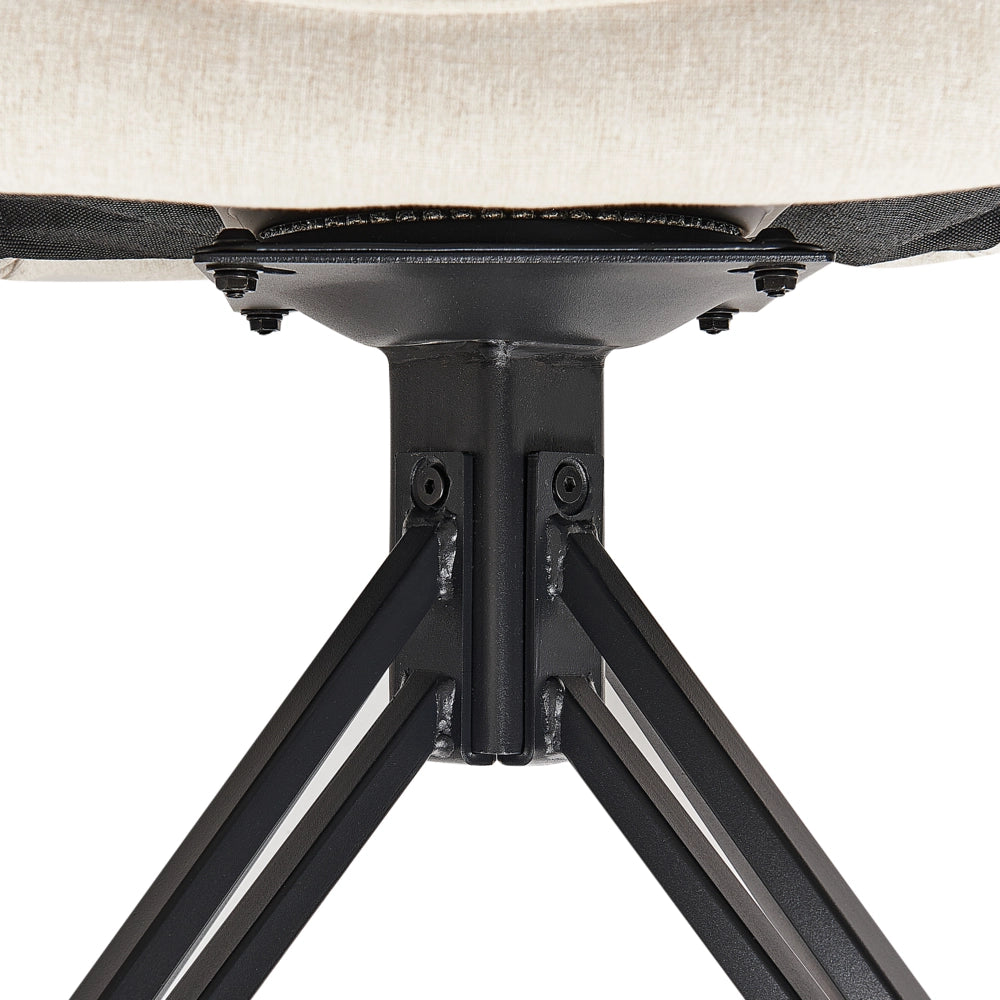 Set di 2 Sedute imbottite in tessuto beige gambe in metallo girevoli in stile retrò