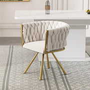 Sedia Girevole in Velluto ¨C MINIMAL ¨C Beige, Gambe in Metallo Dorato