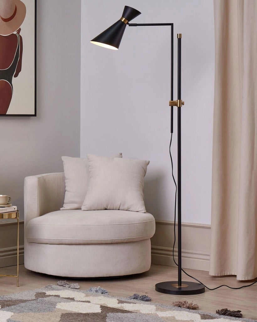 Lampada da terra moderna con faretto regolabile in metallo nero ufficio soggiorno camera da letto