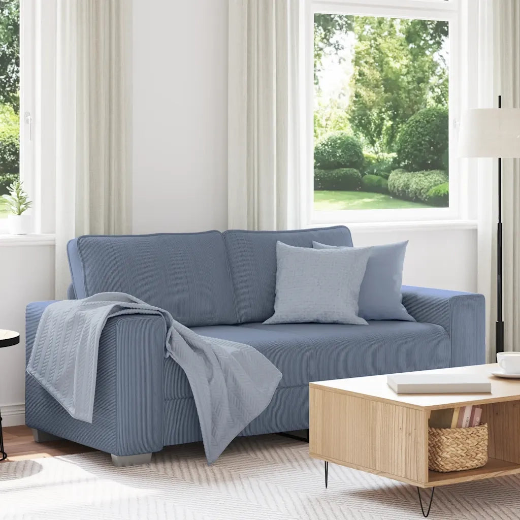 Divano Divanetto Blu 180x77x82 cm Tessuto di Velluto a Coste 4105203