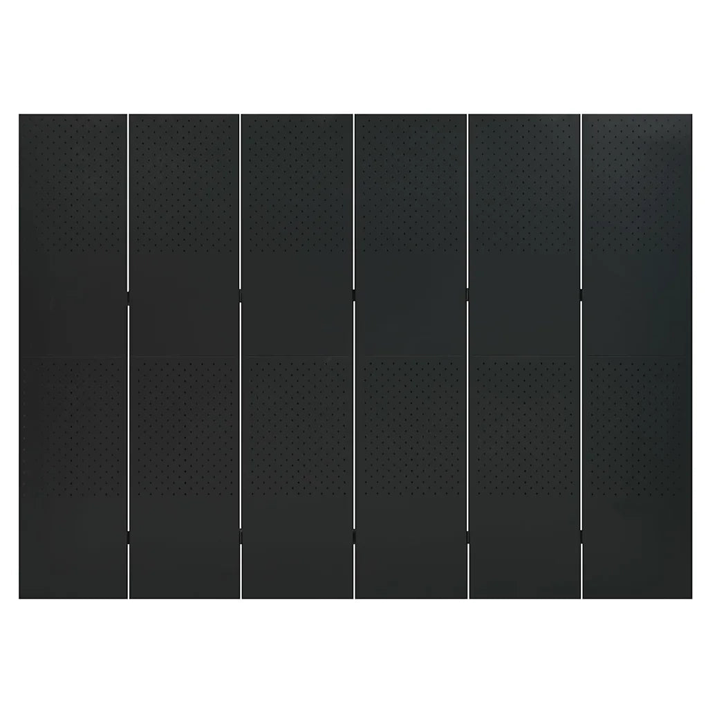 Paravento a 6 Pannelli 2 pz Nero 240x180 cm in Acciaio 3095199