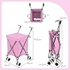 Carrello Spesa Pieghevole con Ruote, Carrello Portaspesa con Fodera in Tessuto Oxford Rimovibile e Impermeabile, 90L, Capacità di peso 55 kg (Rosa)