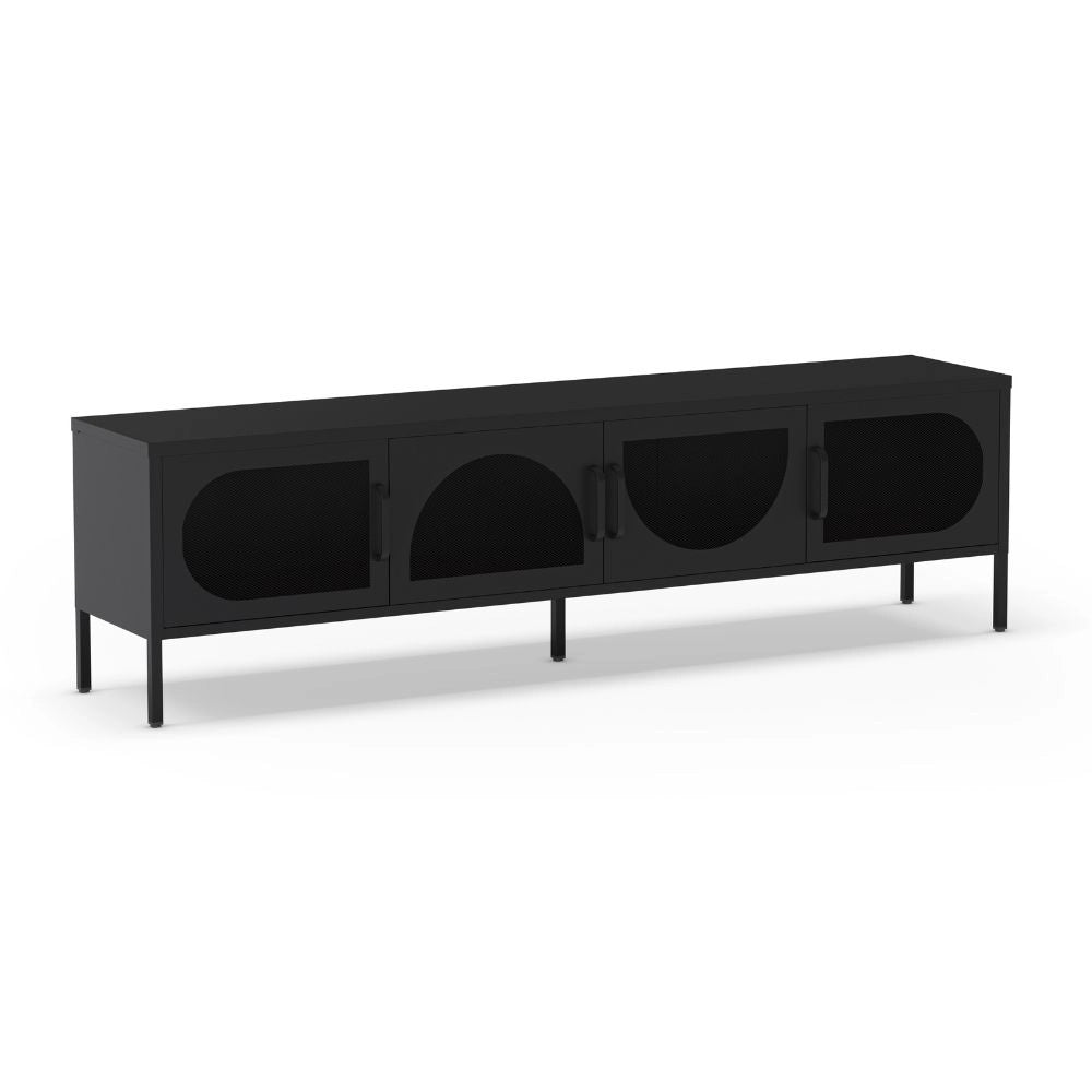 Porta TV in metallo Tayra con 4 ante reticolate nero 180x35x50H – Stile moderno e anima industrial
