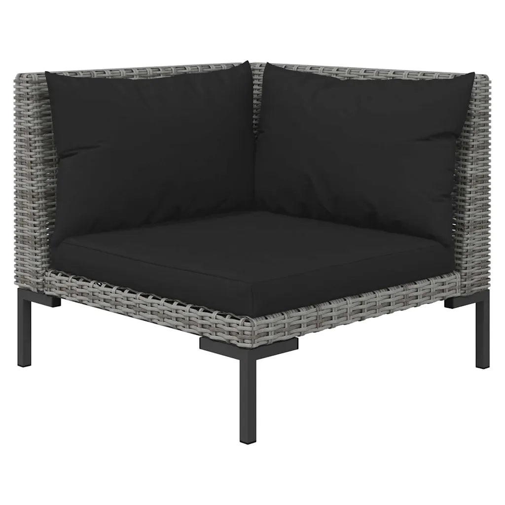 Salotto da Giardino-Set Divani da Giardino 3 pz Grigio Scuro Polyrattan Mezzo Tondo 560209