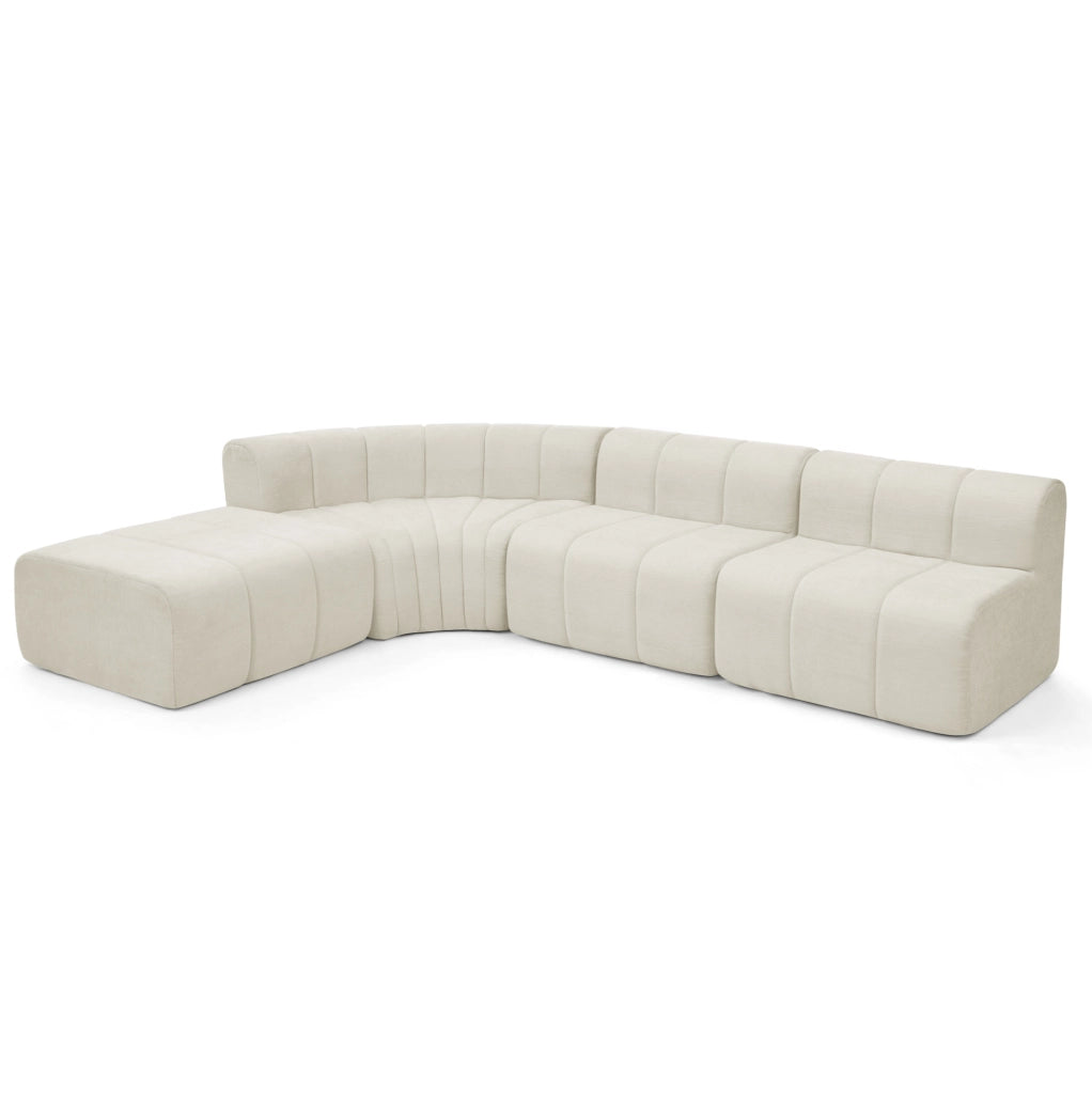 Divano angolare modulare componibile in chenille beige
