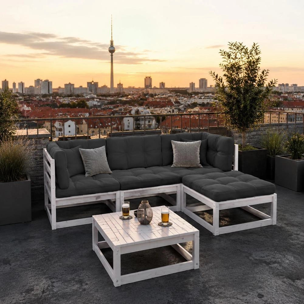 5-piece Garden Lounge Set With Cushions, Solid Pine Wood